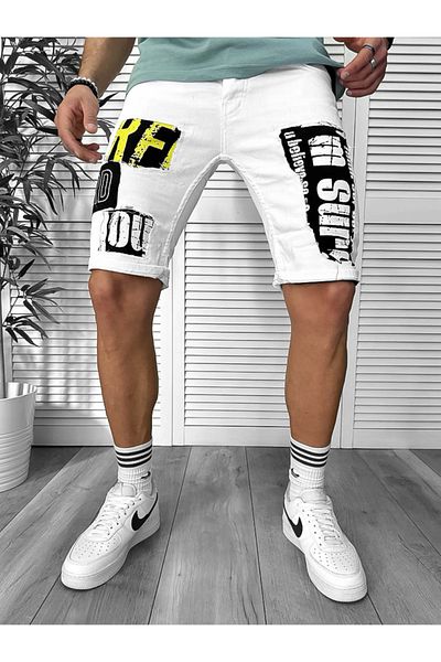 dehaine Men's slim fit faded jeans, 4601, white