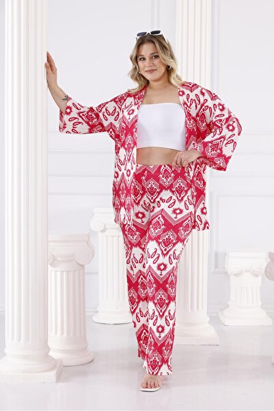 Siyezen Large Size Paisley Pattern Kimono Set