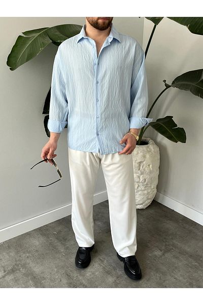 HAWKKİNG Ανδρικό πουκάμισο Modal με ρίγες Oversize