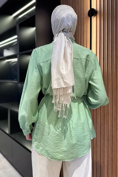 julude Πουκάμισο Hijab με κορδόνι ώμου και πέτρες