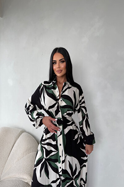 LİLA İSTANBUL Košulja ogrlica sa dugmad sa uzorkom letnja haljina