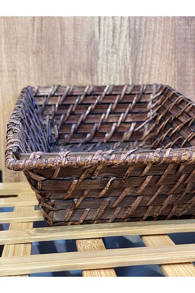 PERLAEVKAHVE Bamboo Rattan Rectangular Multi-Purpose Basket Bread Basket 25X20 cm