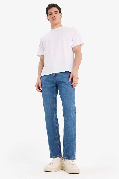 DeFacto A6948 Μπλε Sergio Regular Fit Παντελόνι Jean με κανονική μέση