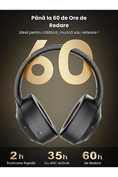 NEOSOR Over The Ear Headphones, Microphone, Wireless, Bluetooth 5.4, Autonomy 60H, Noise Cancelling, Black