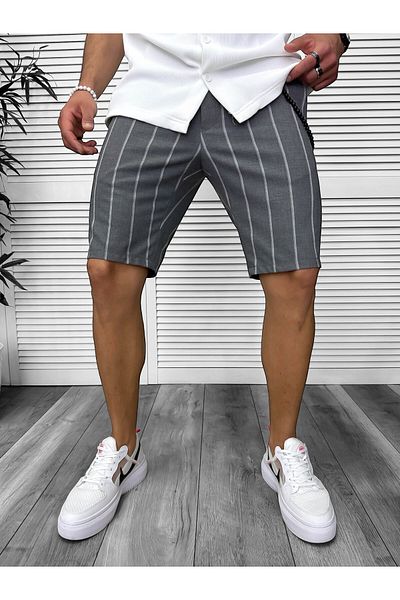 dehaine Shorts, for men, striped, casual, gray, 13165