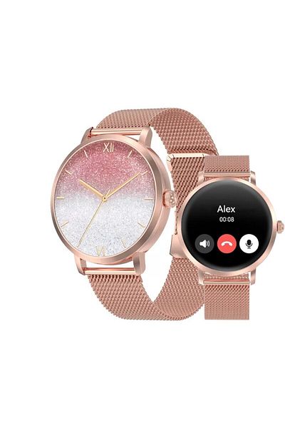 Smart Vibe Smartwatch Women's Edition DTS™ WATCH 1.30" AMOLED, Receive/Make Call, Voice Assistant, Gold