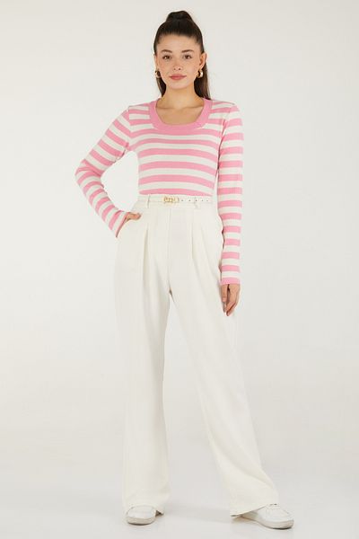 TOFİSA Striped Blouse Pink - 26523