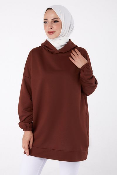 TOFİSA Back Printed Sweatshirt Brown - 13327