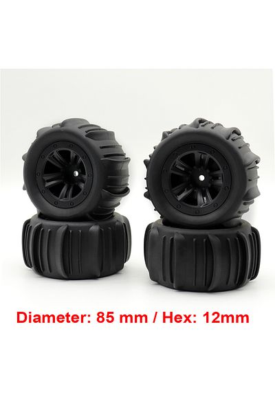 Choice 4 paddle tire 4PCS 85mm 12mm Hex Rubber Tires Wheels for SCY 16101 16102 16103 Pro MJX Hyper Go 1421
