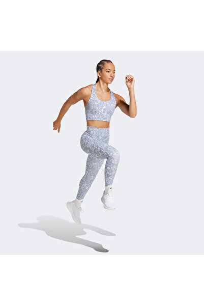 adidas Leggings albaștri pentru femei Own The Run Print (JN9706)