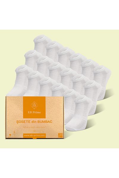 EB Prime Short Socks | "Energetic Reserve" Box No. 4 | 18 per | 18xWhite | Sizes 35-46