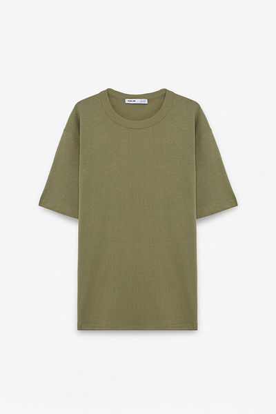GRIMELANGE Peltz Men's Relaxed Crew Neck Short Sleeve Khaki T-Shirt