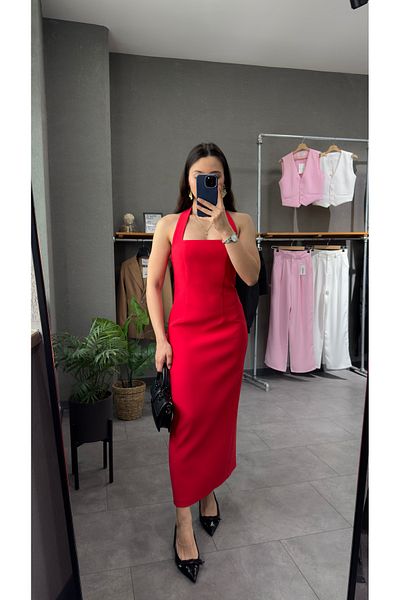 YOUR NAME Halter Neck Midi Dress