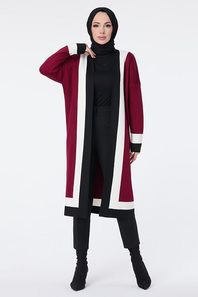 TOFİSA Pletený kardigan Claret Red - 23734