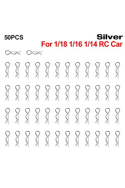 Choice 50pcs Silver 9IMOD 50/100pcs RC Body Clips 1/7 1/8 1/10 1/12 1/14 1/16 1/18 Metal R Buckles Car Tru