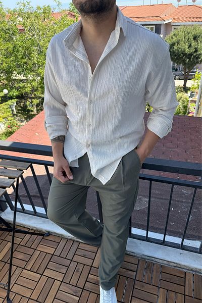 Tarz Cool Cămașă din țesătură înfășurată cu mucegai complet alb smarald