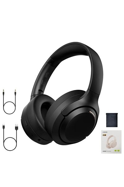 NEOSOR Over The Ear Headphones, Microphone, Wireless, Bluetooth 5.4, Autonomy 60H, Noise Cancelling, Black