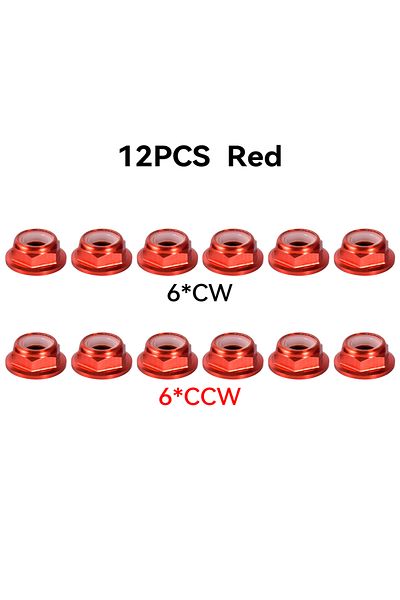 Choice Red(6CW 6CCW) 12pcs M5 Motor Screw Nuts Aluminum Alloy CW CCW Flange Nylon Insert Self-Locking Lock