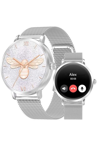 Smart Vibe Smartwatch Women's Edition DTS™ WATCH 1.30" AMOLED, Receive/Make Call, Voice Assistant, Silver