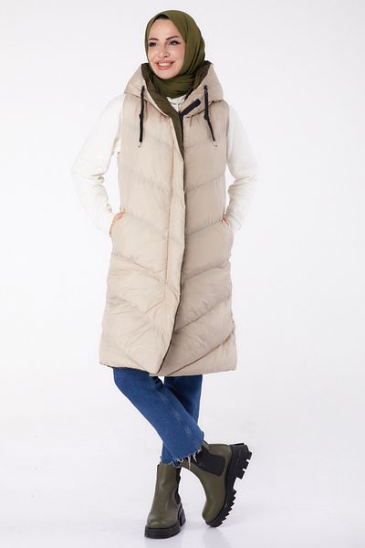 TOFİSA Double Sided Wearable Inflatable Vest Beige Khaki - 26412