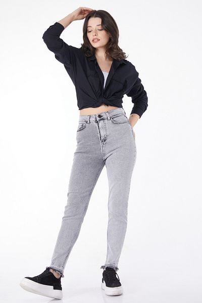 TOFİSA Straight Medium Women's Anthracite Jeans - 25092