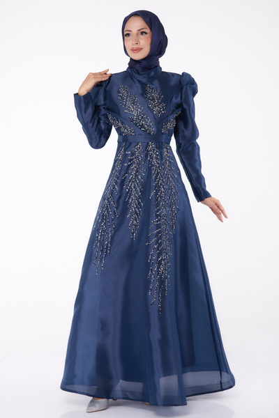 TOFİSA Βραδινό φόρεμα Stoned Princess Navy Blue - 26250