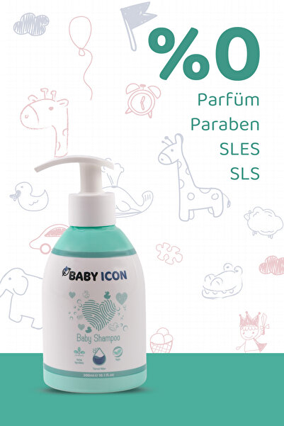 Baby İcon %100 Doğal Organik Vegan Bebek Çocuk Jel Şampuanı Saç Vücut Konak Önleyici 300 ML Parfüm İçermez