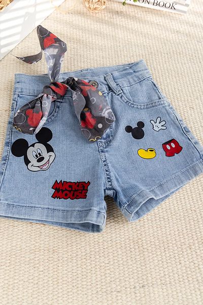 Babymod Figured Denim Stylish Denim Girl's Shorts