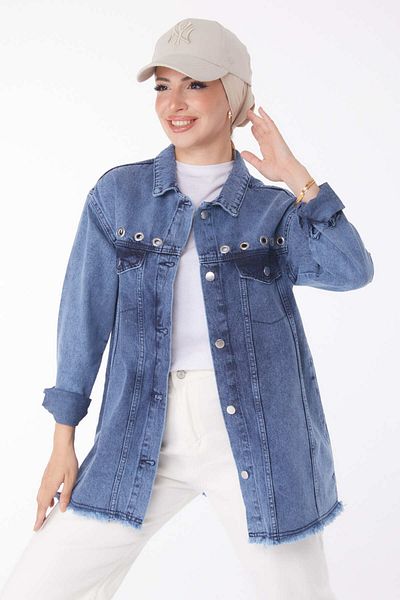 TOFİSA Bird Eye Denim Jacket Dark Blue - 25363