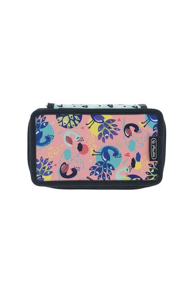 Herlitz 31-piece pencil case, 3 compartments, Fancy Peacock motif