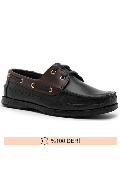 Fine Ayakkabıcılık Genuine Leather Black-Brown Men's Loafer Shoes (Dexter) 39-47