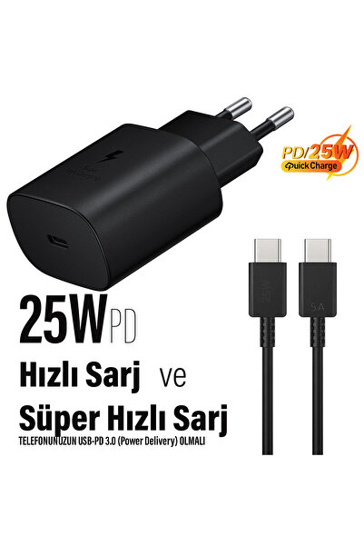 EXENAR Samsung Galaxy A16 Uyumlu Şarj Aleti ve Kablosu 25W Hızlı Şarj Type-C