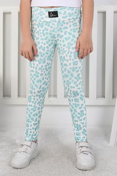 TOFİSA Girl's Mint Leopard Patterned Tights - 26802