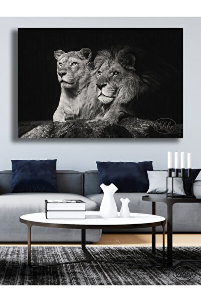 Şehber Tekli, Yatay, Kanvas, Dekoratif, Duvar, Tablosu , Siyah Beyaz, Dişi Er...