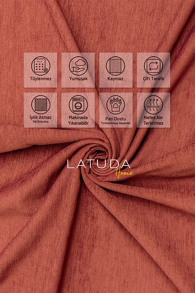 Latuda Concept Anti-Slip Seat Cover Reversible Microfiber Chenille 175X215 cm Tile – Cat Dog and Child Friendly