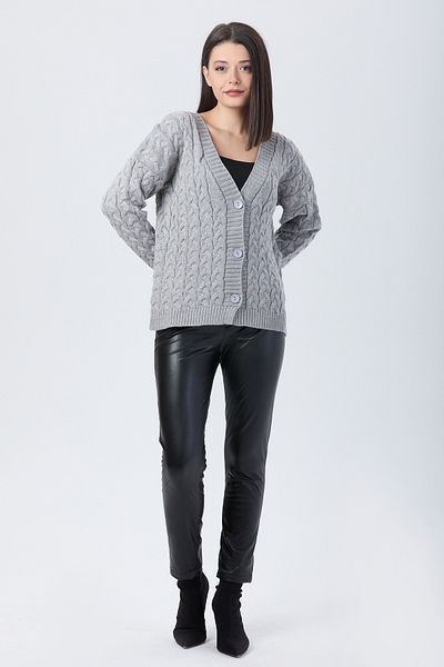 TOFİSA Cardigan de tricotaj gri - 24033