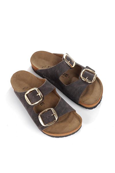 ayselin moda Women's Brown Slippers Orthopedic Slippers Orthopedic Women's Slippers Summer Slippers Double Buckle