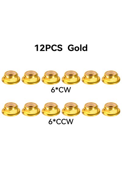 Choice Gold(6CW 6CCW) 12pcs M5 Motor Screw Nuts Aluminum Alloy CW CCW Flange Nylon Insert Self-Locking Lock