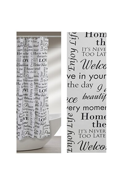 Feridras Perdea de duș din poliester, 240x200 cm, imprimeu text