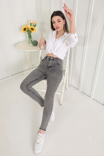 TOFİSA Anthracite Colored Straight Medium Women's Jeans - 11602
