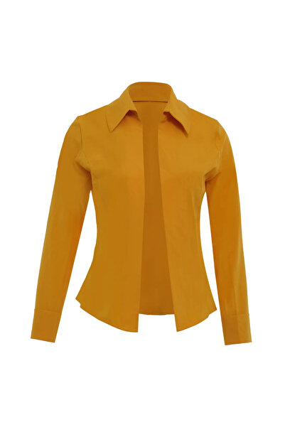 Keikei Sarı polyester uzun kol uzun gömlek