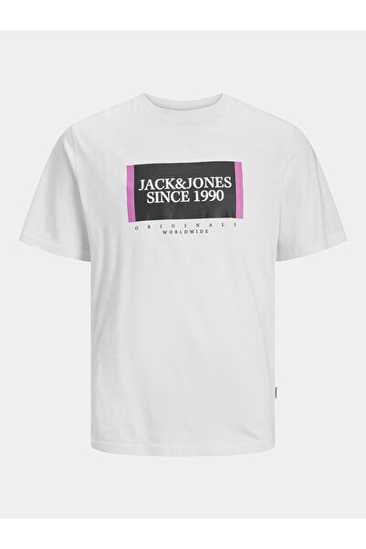 Jack & Jones Tricou bărbătesc Jack Jones 12252681 JORLAFAYETTE Alb