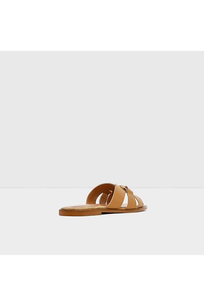 Aldo Mona-Tr - Genuine Leather Straw Sole Beige Women's Flat Slippers