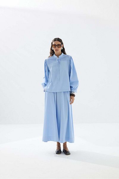 Tailors Room Ribbed Shirt Set - Baby Blue