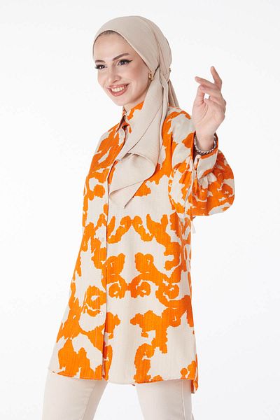 TOFİSA Patterned Shirt Orange - 25258