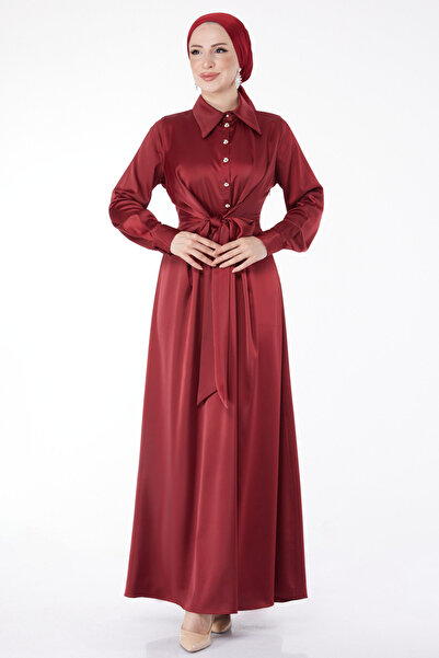 TOFİSA Rochie de seara cu detaliu curea incrucisata Rosie Claret - 25211