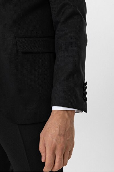 SÜVARİ Μαύρο Slim Fit Κοστούμι γαμπρού με γιλέκο