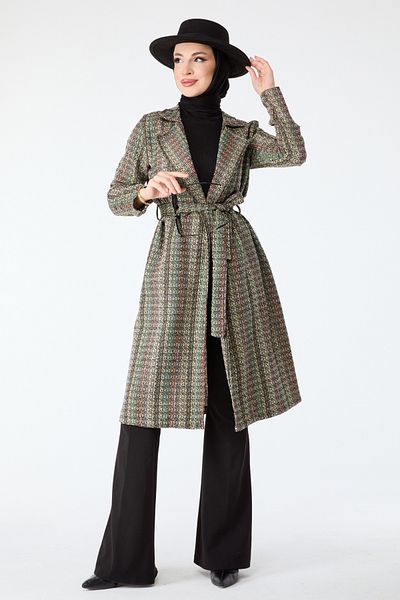 TOFİSA Lace-Up Coat Red Black - 13000