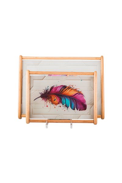 Dania A set of 2 wooden and glass plates and trays with elegant artistic drawings and colors. The medium size is 33*24 cm and the large size is 42*30 cm.