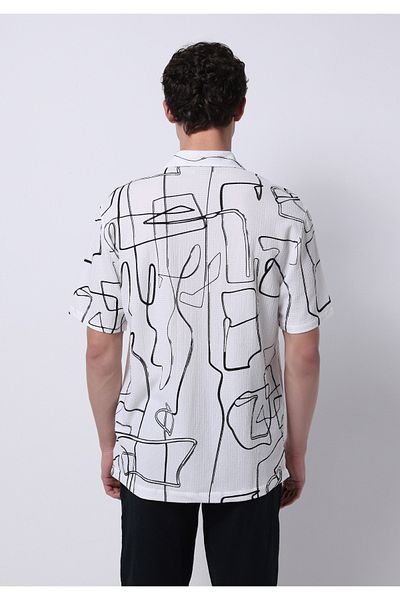 Colin's Regular Fit Shirt Neck Printed Men's Black Short Sleeve Shirt